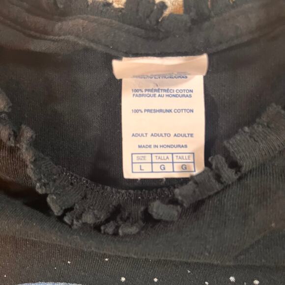 Retro Astronaut Cat T-Shirt, Fringed, Black, Size Large Funky Cat-Lover Space - Picture 9 of 10